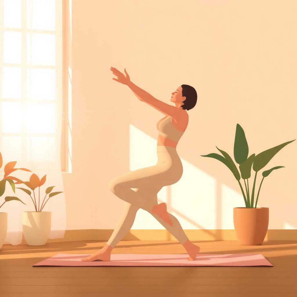 Morning yoga practice in warm sunlight